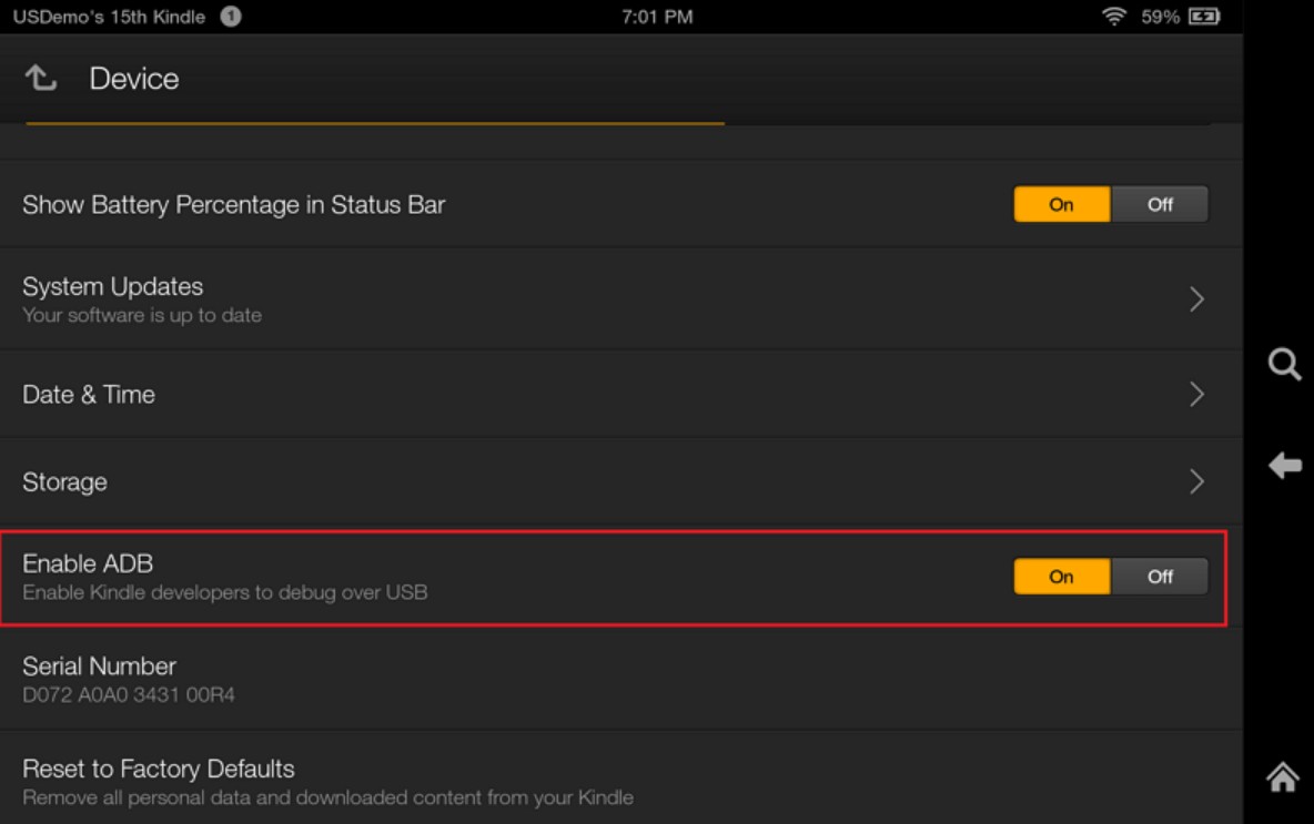 Activer ADB si Kindle Fire ne s'affiche pas sur PC