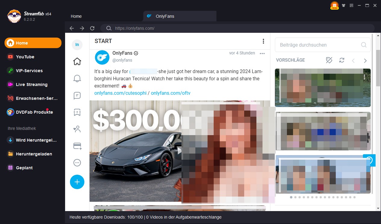 Bessere Alternative zu OnlyFans Video Downloader Firefox: StreamFab OnlyFans Downloader