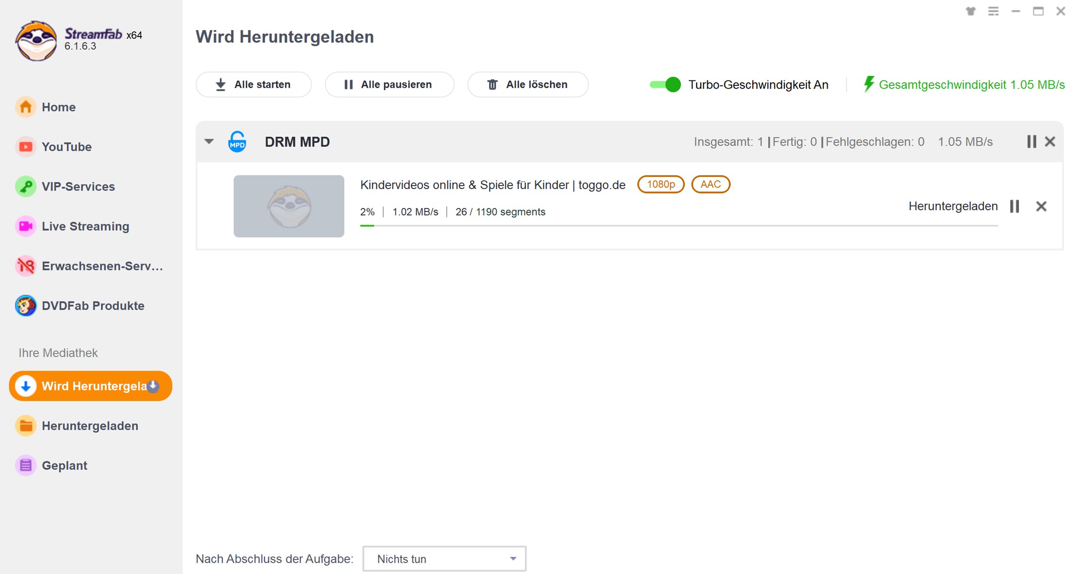 Anleitung zum Toggo Videos Herunterladen mit StreamFab DRM MPD Downloader