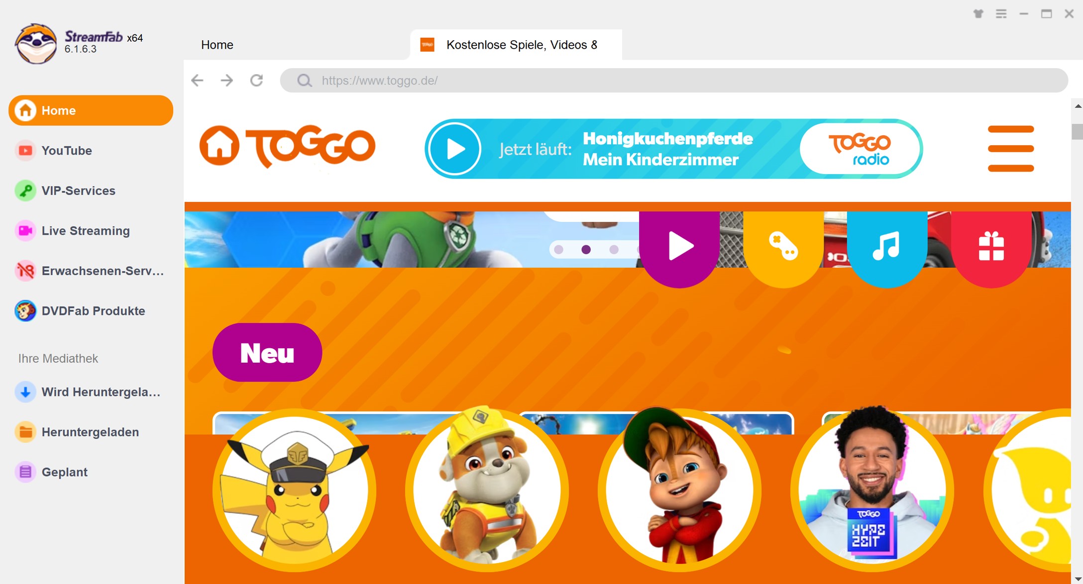 Anleitung zum Toggo Videos Herunterladen mit StreamFab DRM MPD Downloader