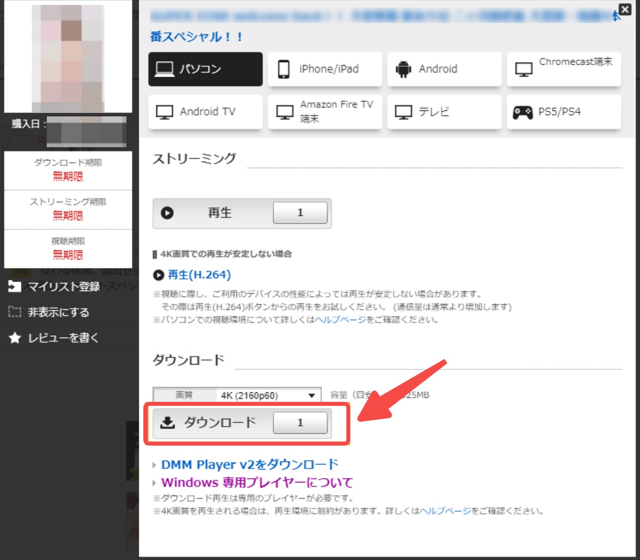 DMM動画プレイヤー　使い方