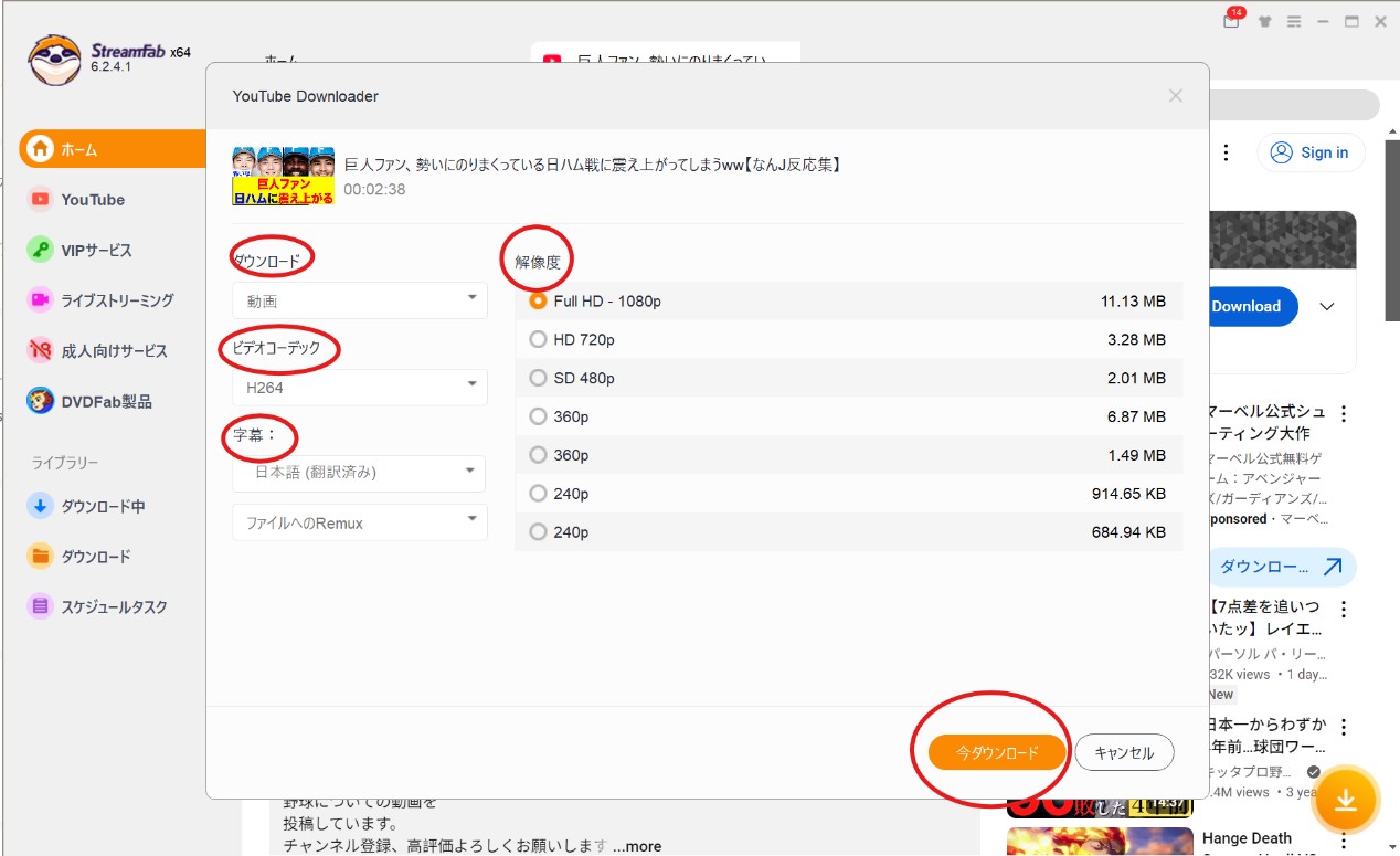 NewPipeより高品質でダウンロードできるソフト：StreamFab
