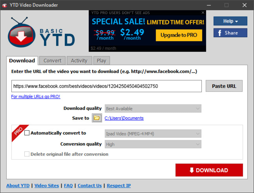 :YTD Video Downloader - a best convert YouTube playlist to mp3 app