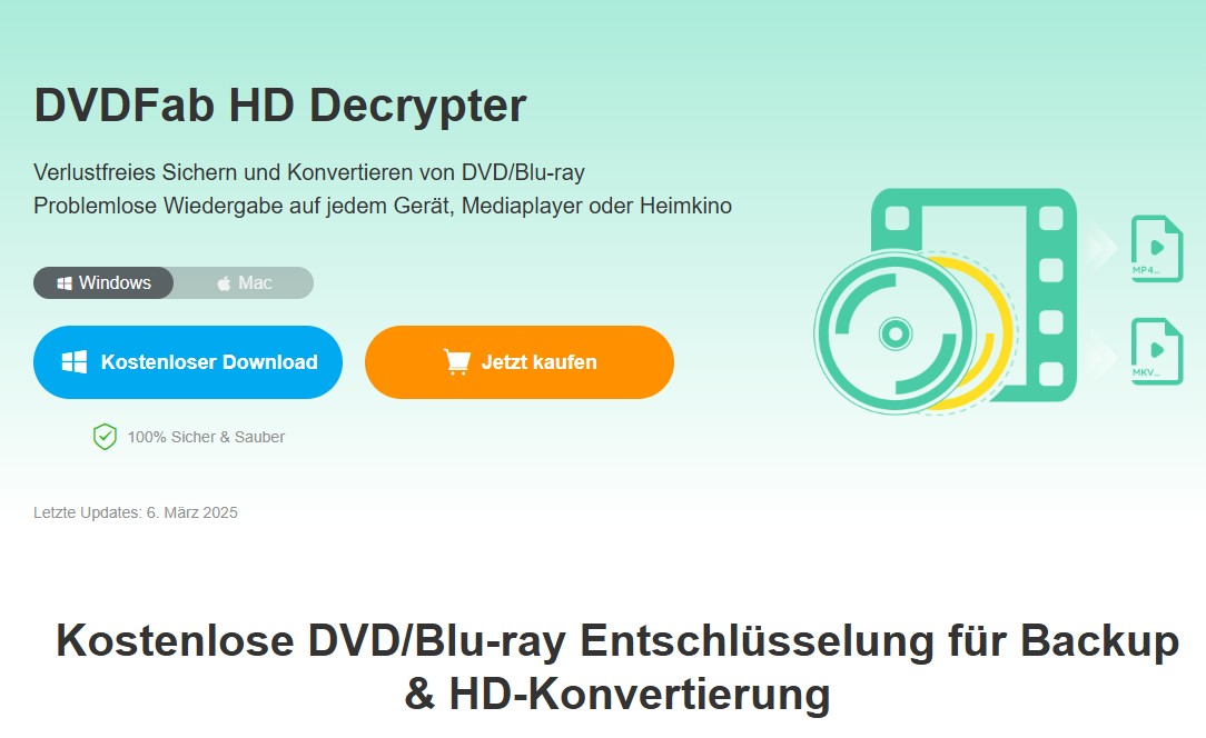 Dauerhaft kostenlos: DVDFab HD Decrypter (Freeware)