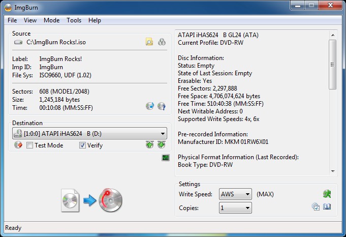 Copy a DVD to Another DVD with ImgBurn