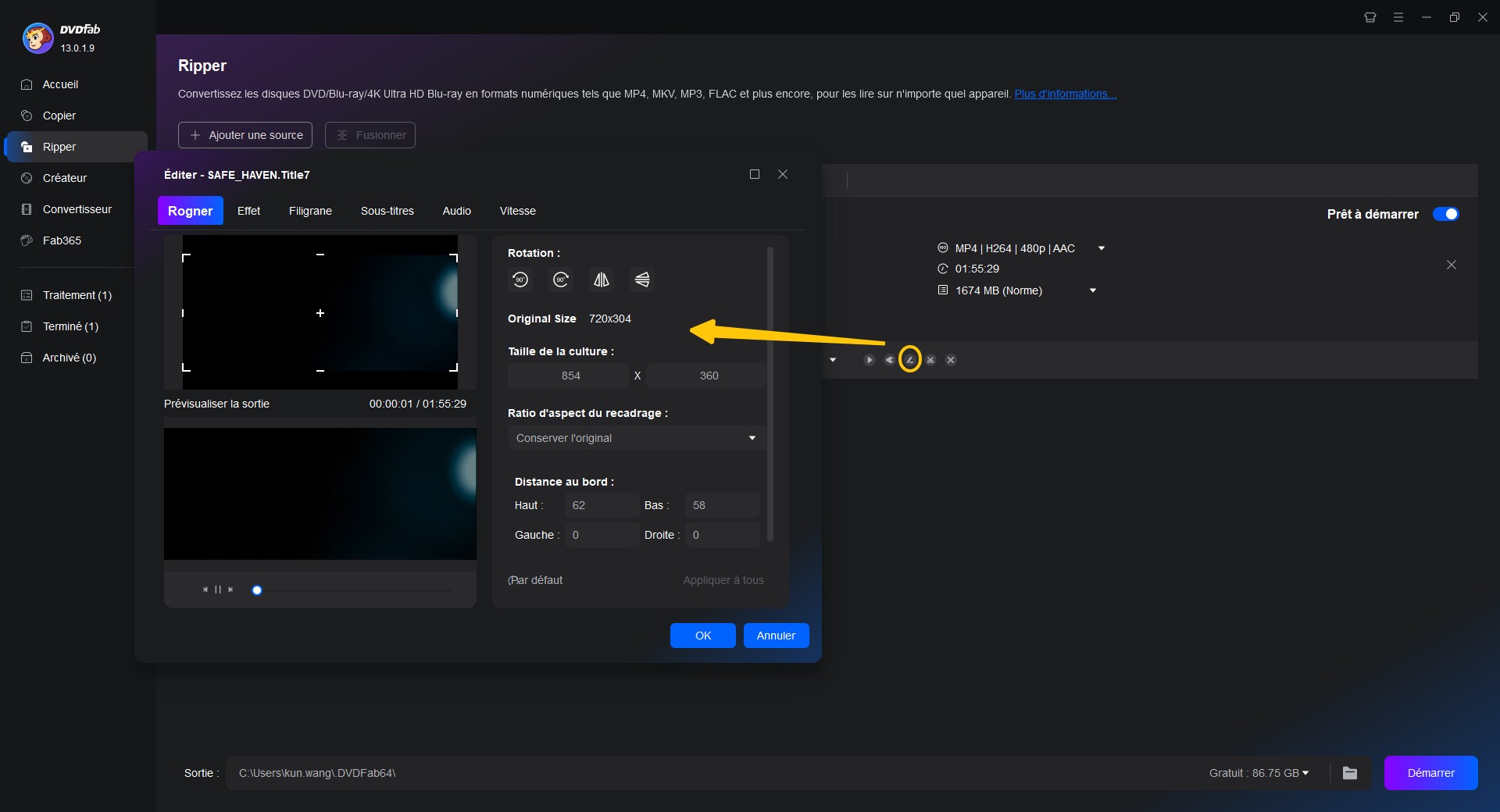 convertir vob en mp4 avec dvdfab