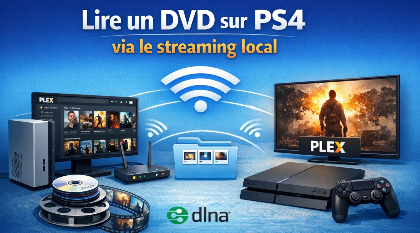 lire un dvd sur ps4 via srteaming local