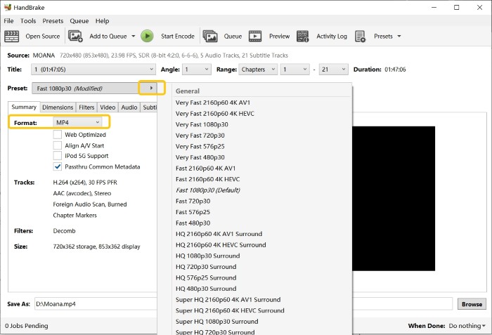 convert dvd iso to mkv with handbrake