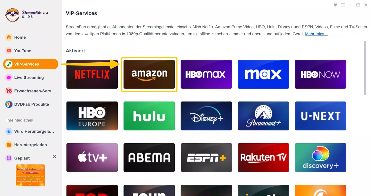 Schritt der Nutzung von StreamFab