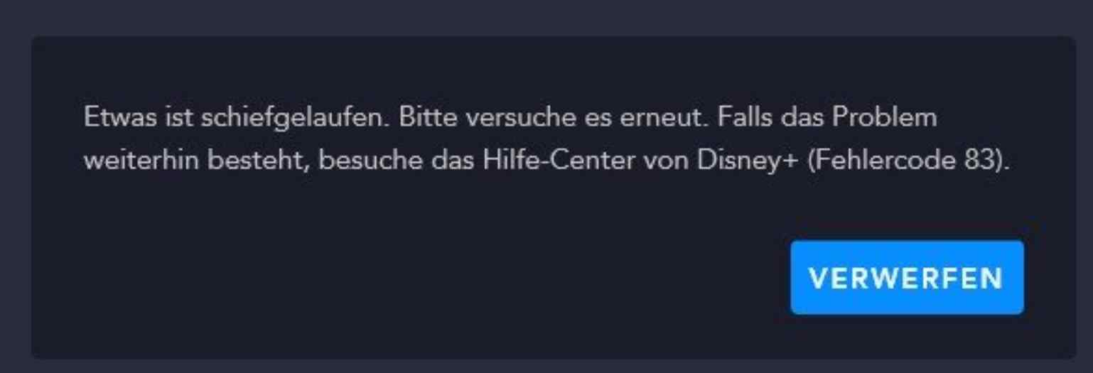 fehlerbehebung disney plus fehlercode 83