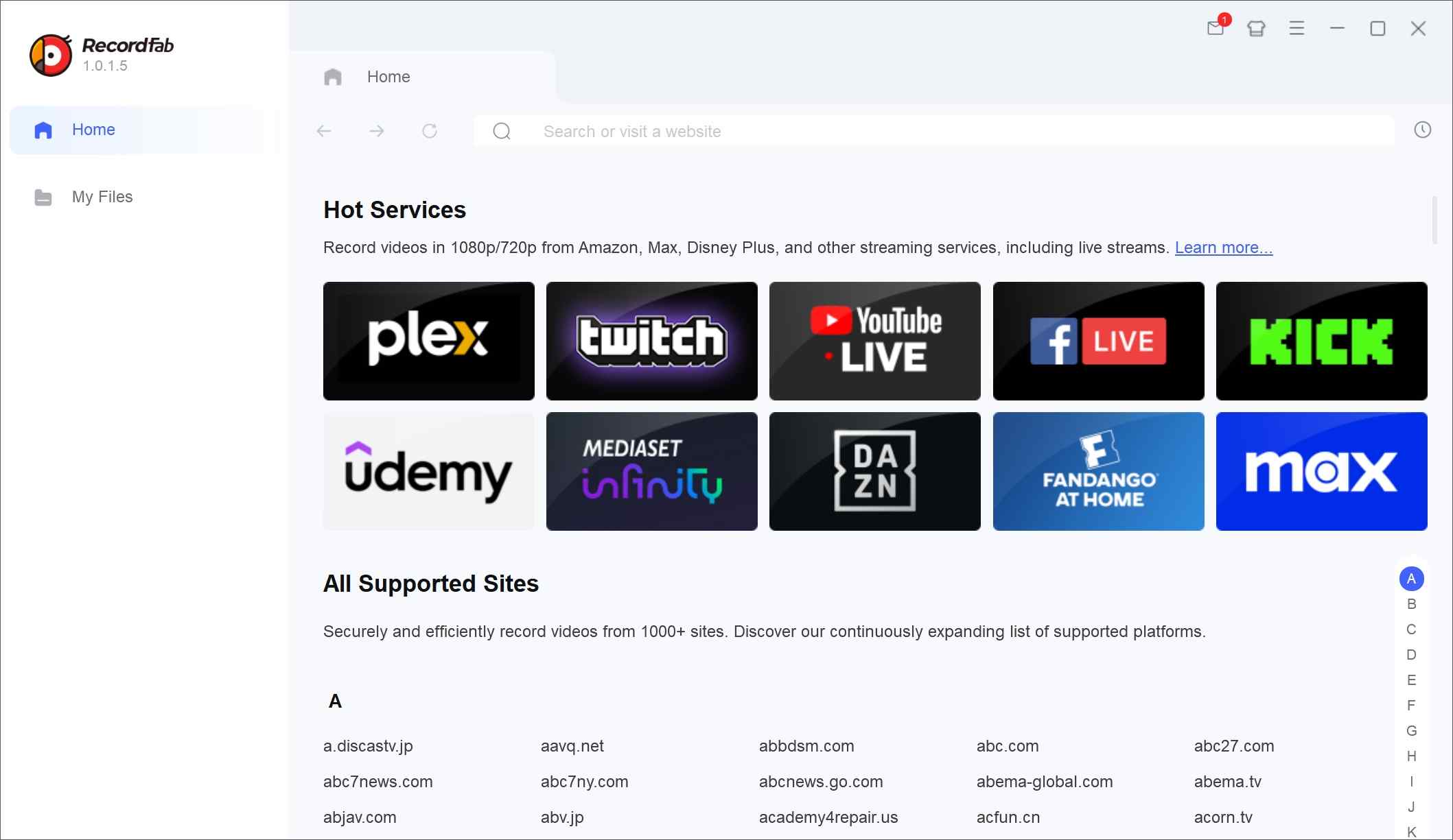 Wie man mit recordfab OnlyFans-Videos aufnimmt: Schritt 1