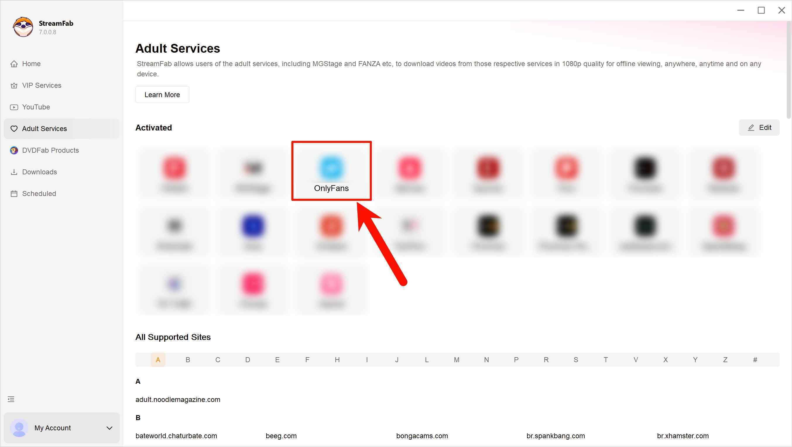 Wie man mit dem StreamFab OnlyFans Downloader mehrere OnlyFans-Videos herunterlädt: Schritt 1