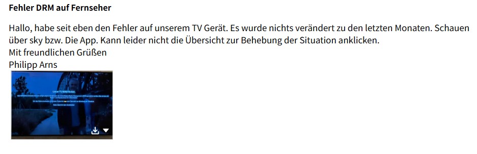 Fehler DRM auf Fernseher