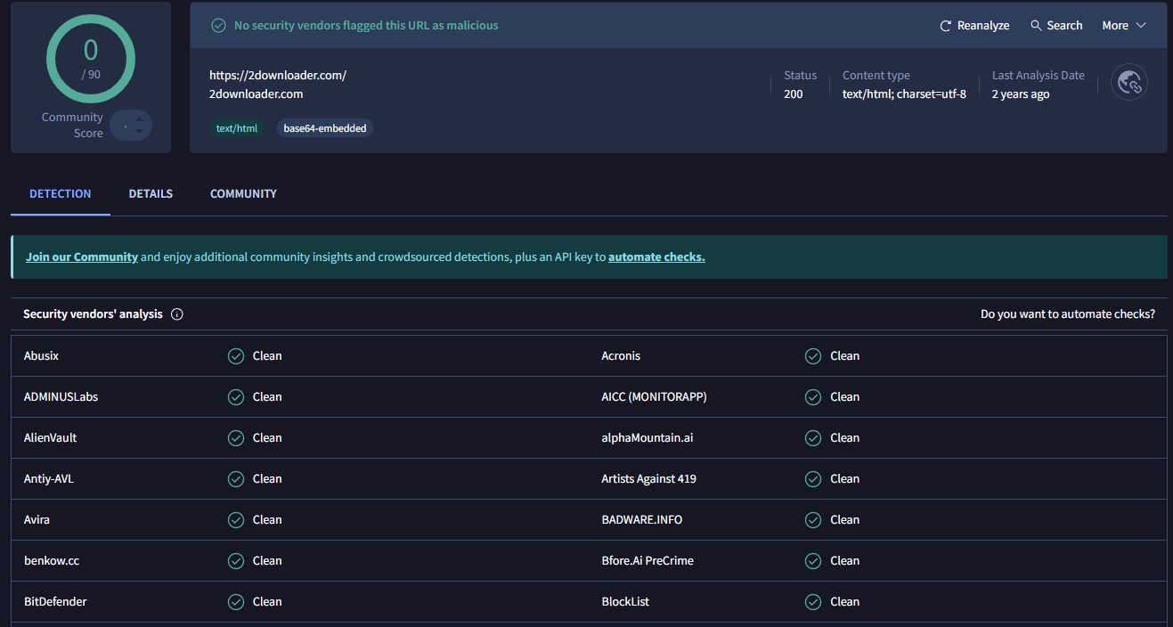 Sicherheitsüberprüfung für 2Downloader