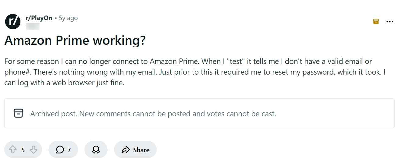 one of the playon not working on amazon prime video issues: 1. Amazon login & 2FA errors (Error 201 / verification loops)