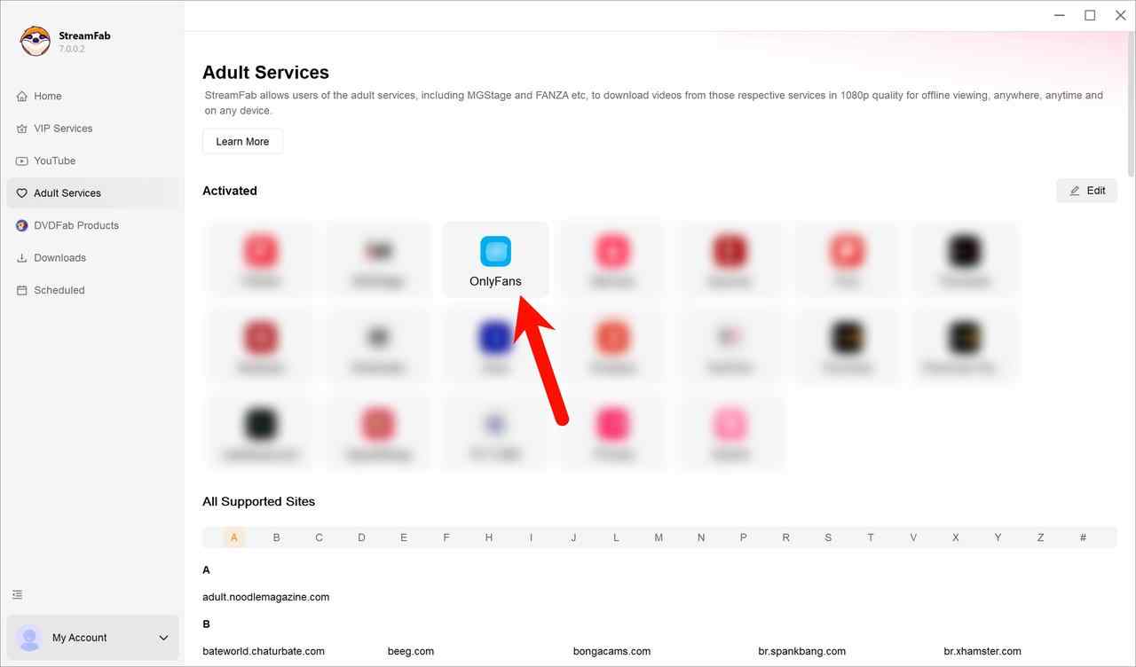 how to download and transfer onlyfans videos to android via streamfab: step 1