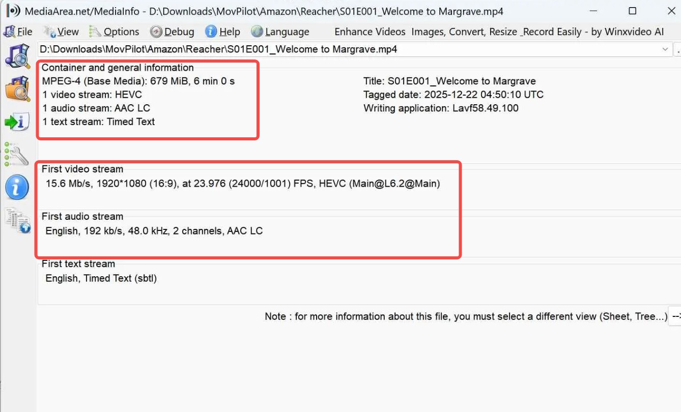 the mediainfo screenshot shows what video quality can you expect to get from movpilot