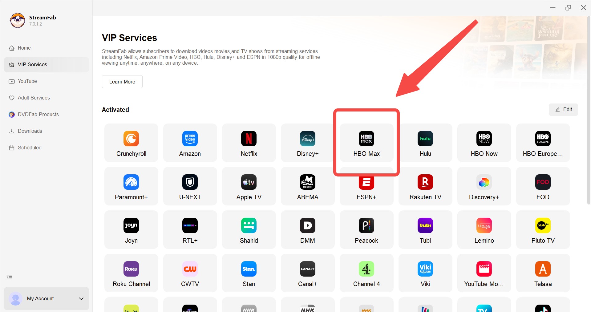 first step of using StreamFab Max Downloader