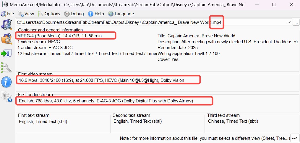 Real 4K file with HDR10 and the Atmos audio track