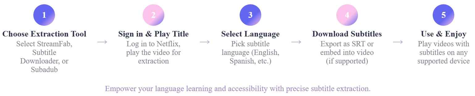 a workflow of downloading Netflix subtitles