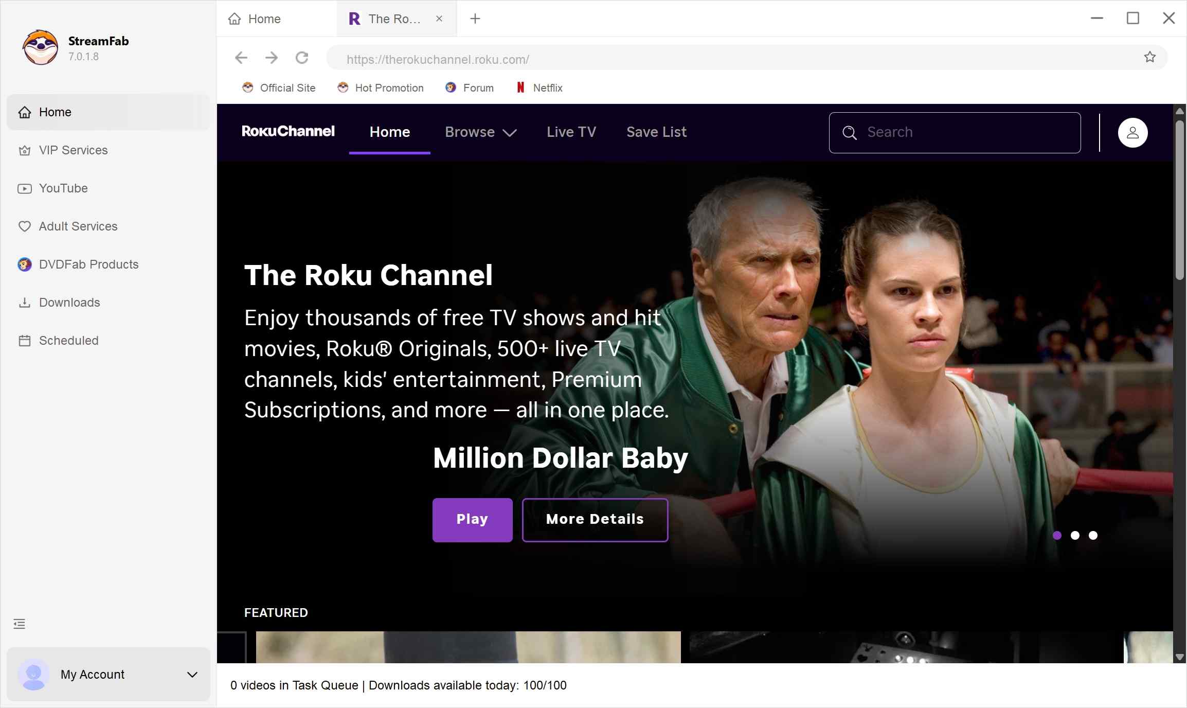 download video from Roku channel streamfab step 4