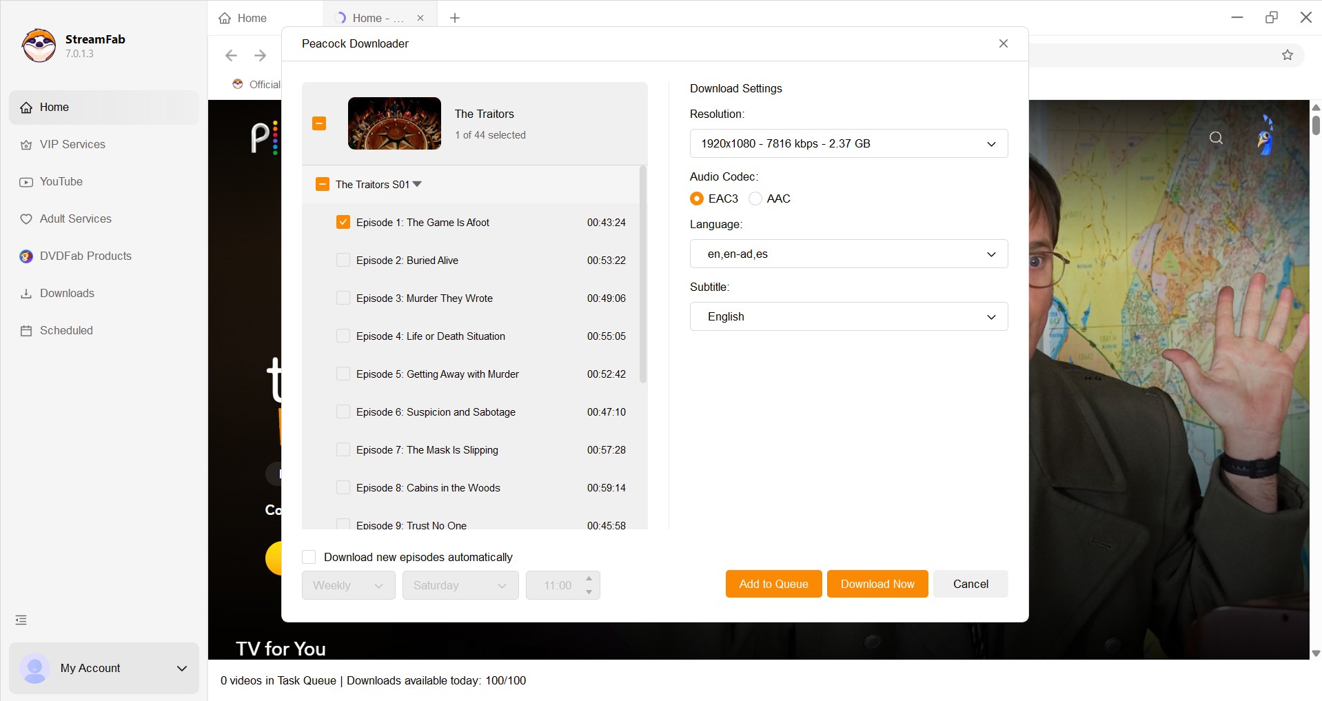 peacock to mp4: streamfab