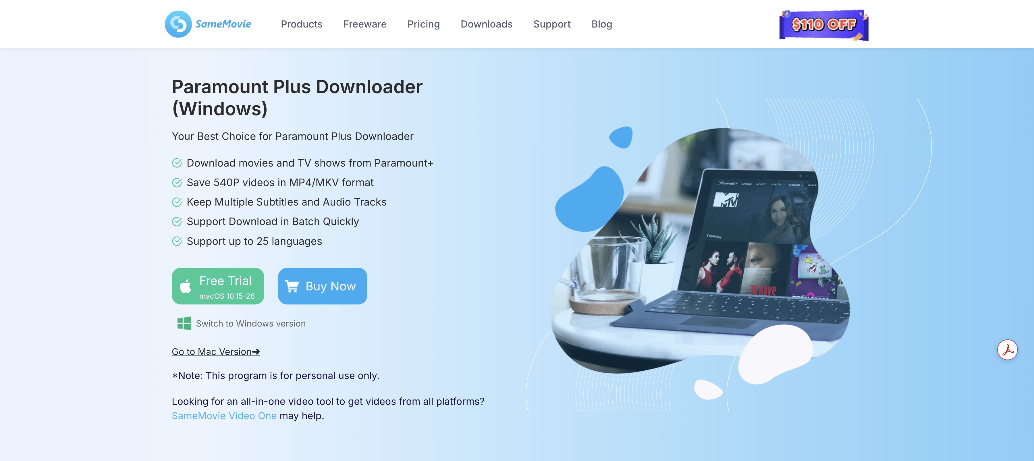 using samemovie to remove paramount plus download limit