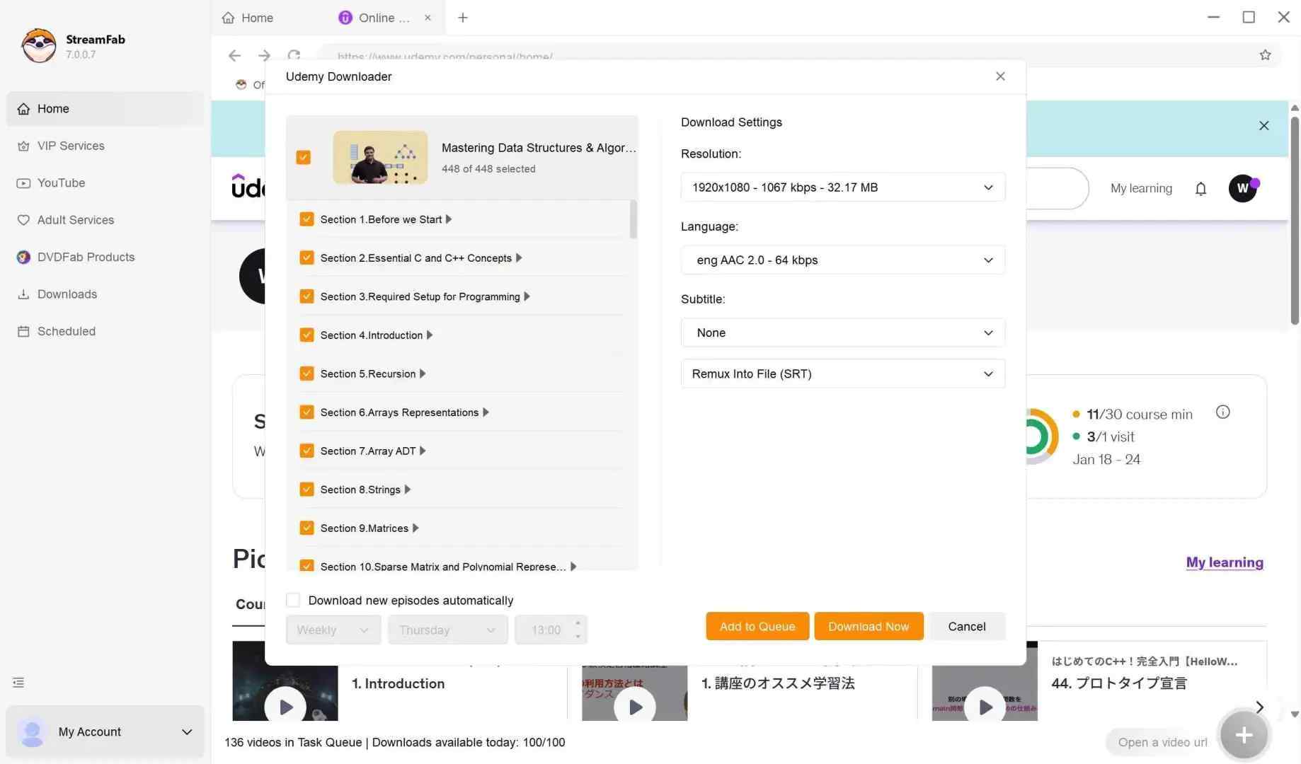how to save udemy drm video backups via streamfab udemy downloader: step 3
