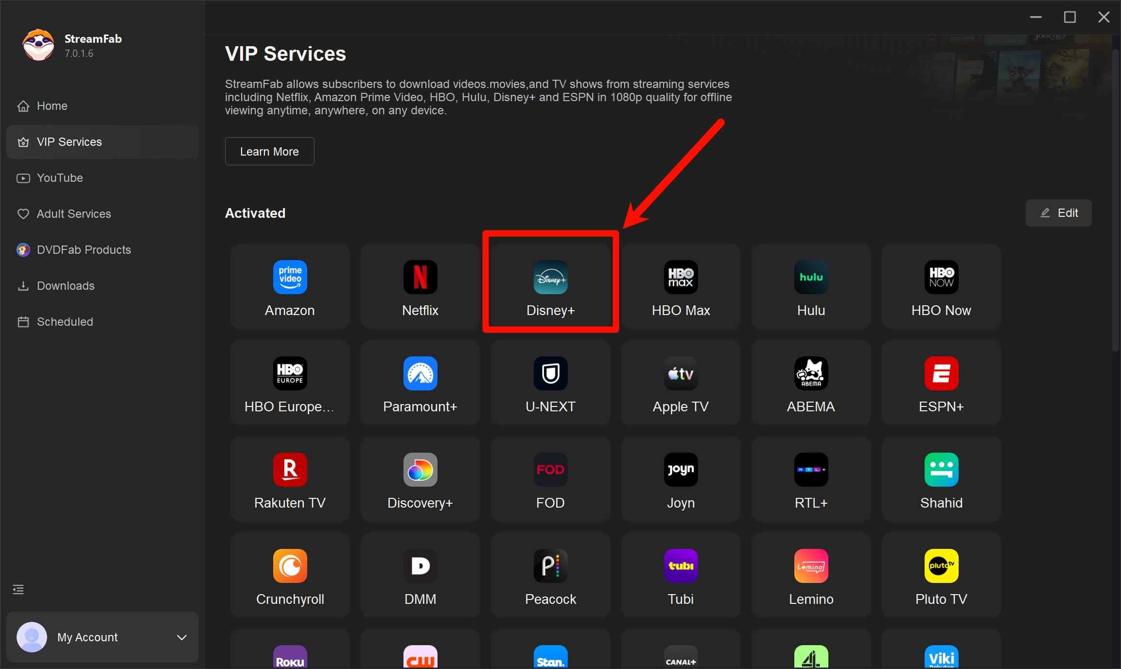 tunepat alternative: streamfab operation step 1