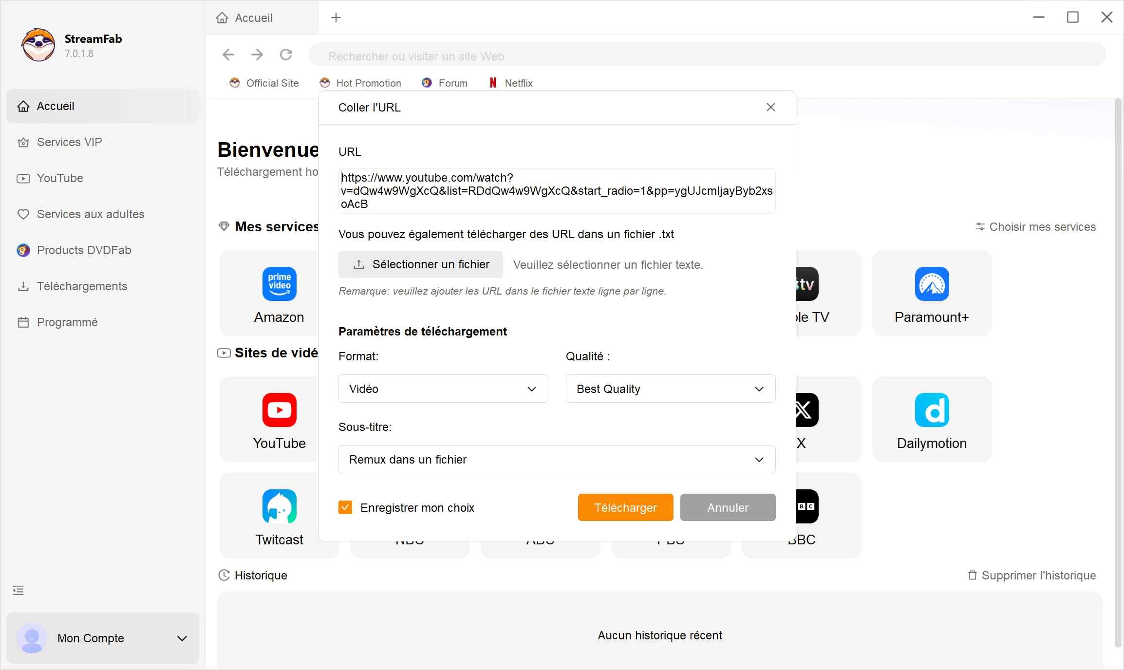 comment utiliser streamfab: Copier-coller une URL