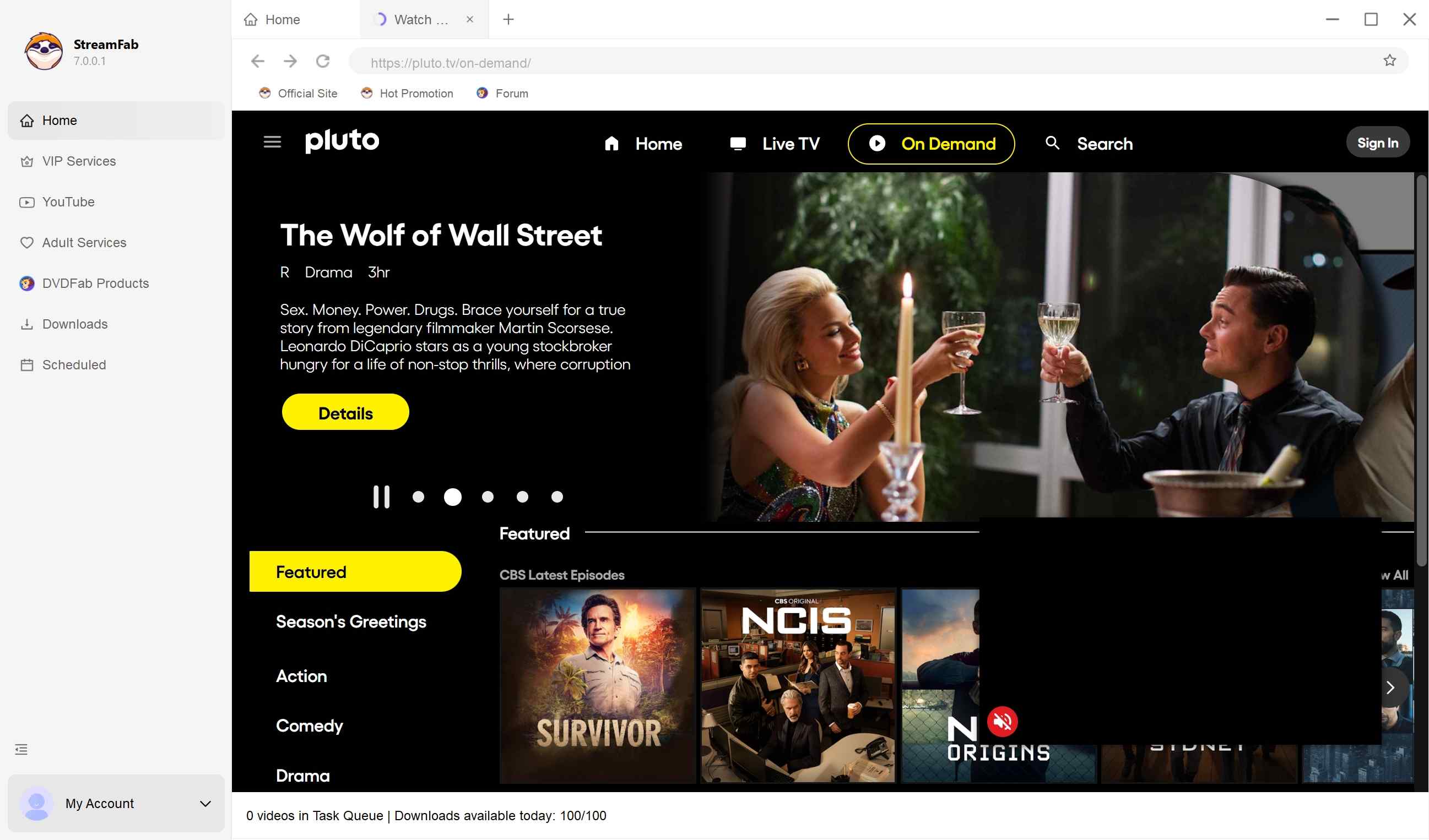 Téléchargez Pluto TV : StreamFab Pluto TV Downloader : étape 3
